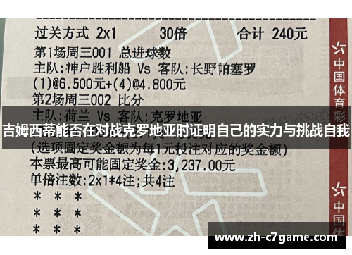 吉姆西蒂能否在对战克罗地亚时证明自己的实力与挑战自我